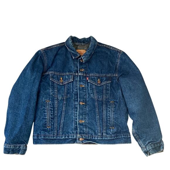 Levis Blanket Lined Denim Trucker Jacket 70506 0316 Made in USA Size 42 - Picture 1 of 8